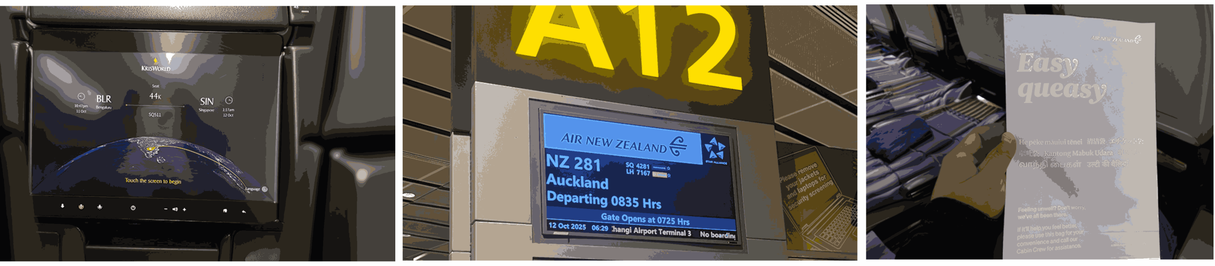Air New Zealand sick bag printed in Hindi, Tamil and Māori